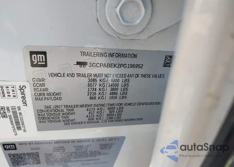 2023 Chevrolet Silverado 1500 2Wd Short Bed Custom from USA, damaged, VIN 3GCPABEK2PG196952